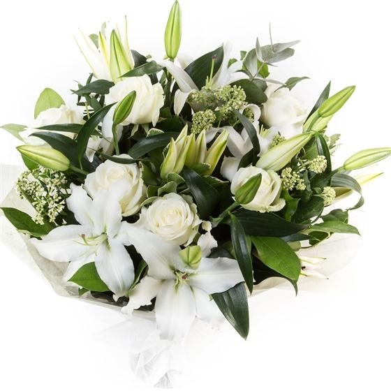 Deluxe White Lilies & Roses Aqua Pack