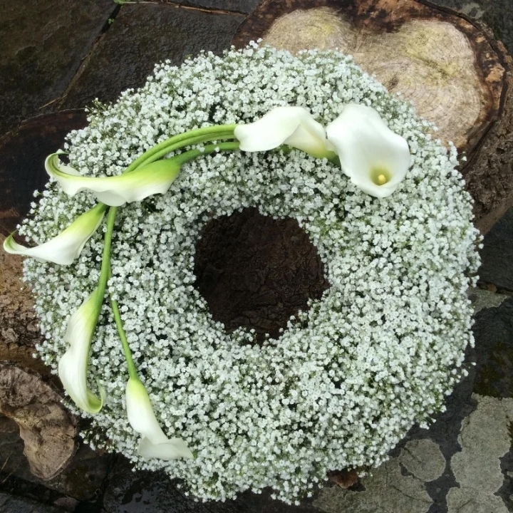 Gypsophila Wreath with White Calla Lily