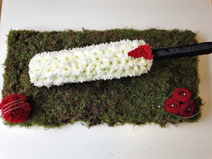 Cricket Bat on a moss base 1ftx3ft