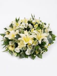 Lemon, White & Cream Funeral Wreath