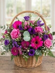 Purple & Pink Basket Arrangement